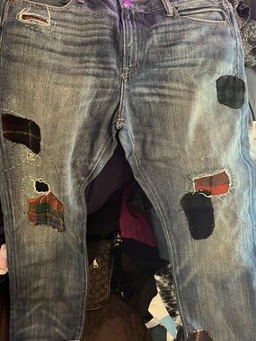 Polo by Ralph Lauren Distressed Blue Jeans with Patchwork